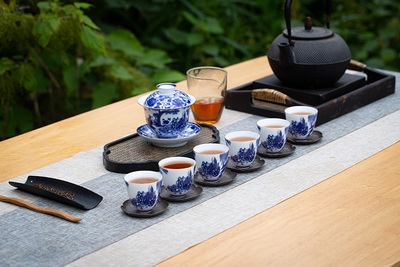 薄胎玉瓷珐琅彩茶器《鬼谷子》