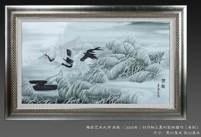 陶瓷艺术大师 绘画创作釉上墨彩瓷板画作《春韵》