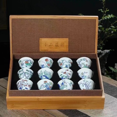 仿大清康熙年制手绘十二花神杯
