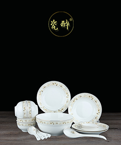 18件金边陶瓷餐具【金韵】