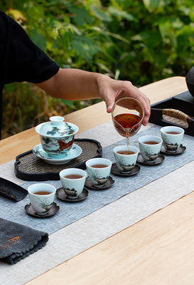 薄胎玉瓷珐琅彩茶器《马到成功盖碗》