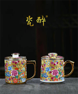 珐琅彩描金办公杯（深黄）